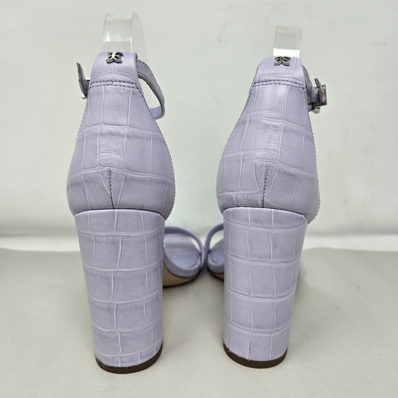 Sam Edelman Yaro Lilac Crocodile Embossed High Heel Sandels Sz 8M Adj. Straps - Picture 4 of 10